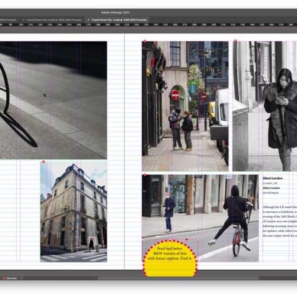 Page Layout of Covid Street in InDesign